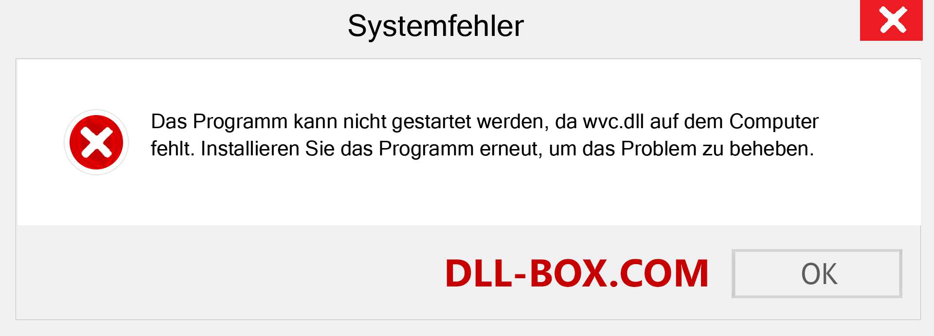 wvc.dll-Datei fehlt?. Download für Windows 7, 8, 10 - Fix wvc dll Missing Error unter Windows, Fotos, Bildern